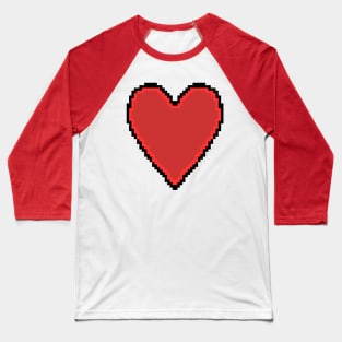 Red 8Bit Pixelart Love Heart Valentines Day Baseball T-Shirt